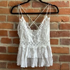 Free People White Adella Tank